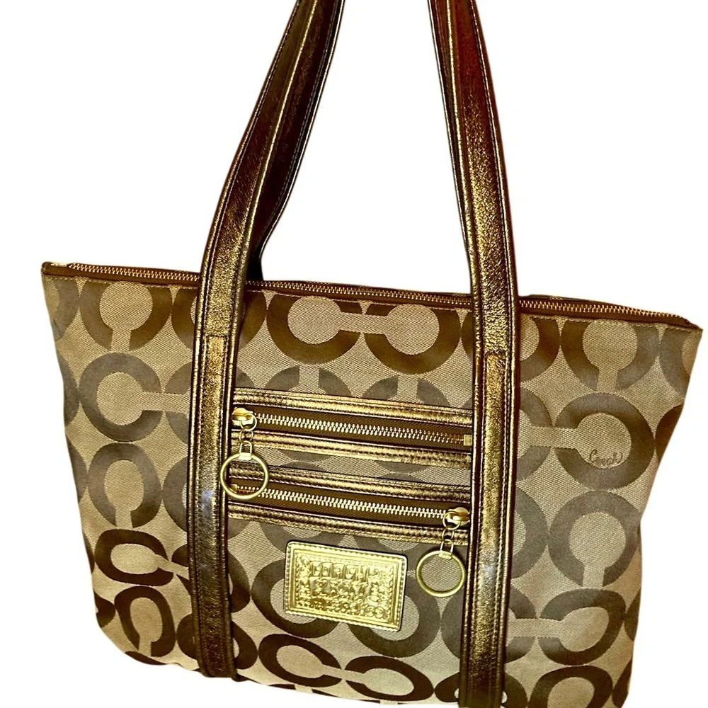 COACH POPPY tote SHOULDERBAG satchel 14.5x14